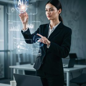 businesswoman-interacting-with-ai-hologram-office businesswoman-interacting-with-ai-hologram-office